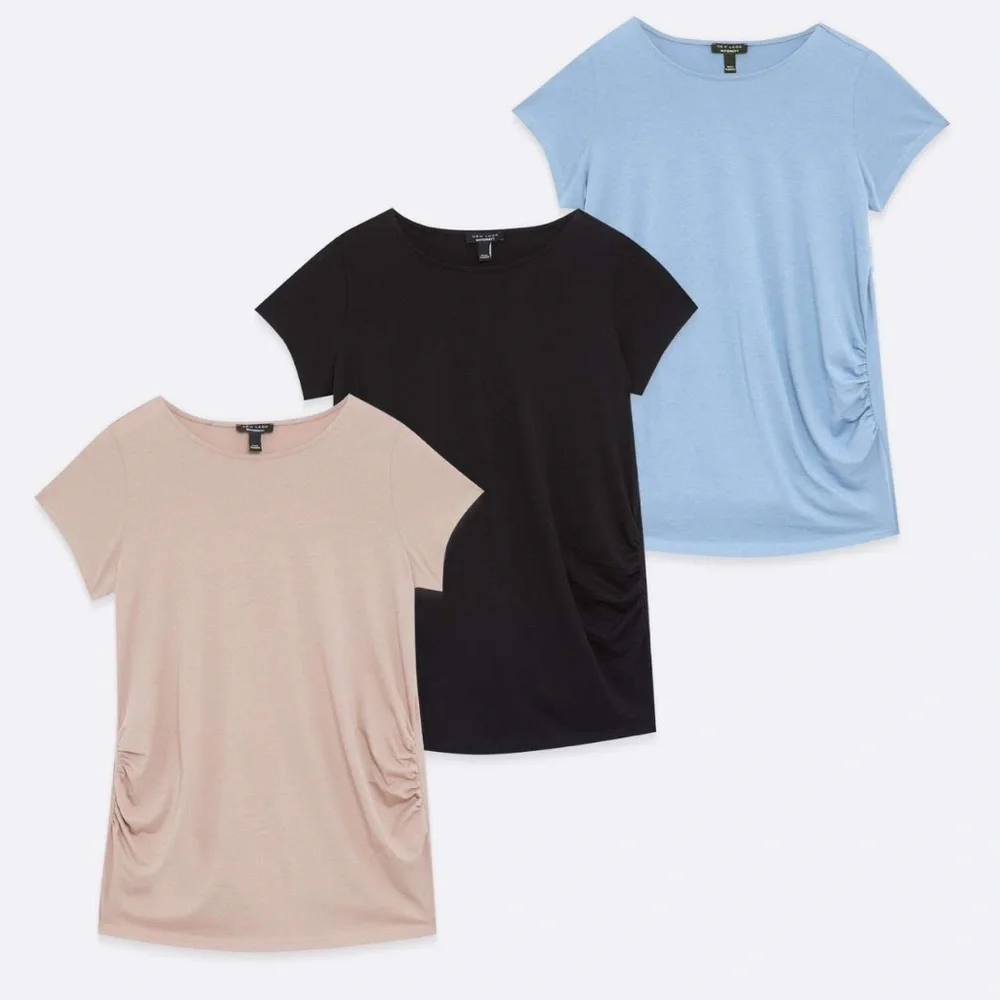 NWT 3-Pack New Look Maternity Ruched T-Shirts - Picture 1 of 5